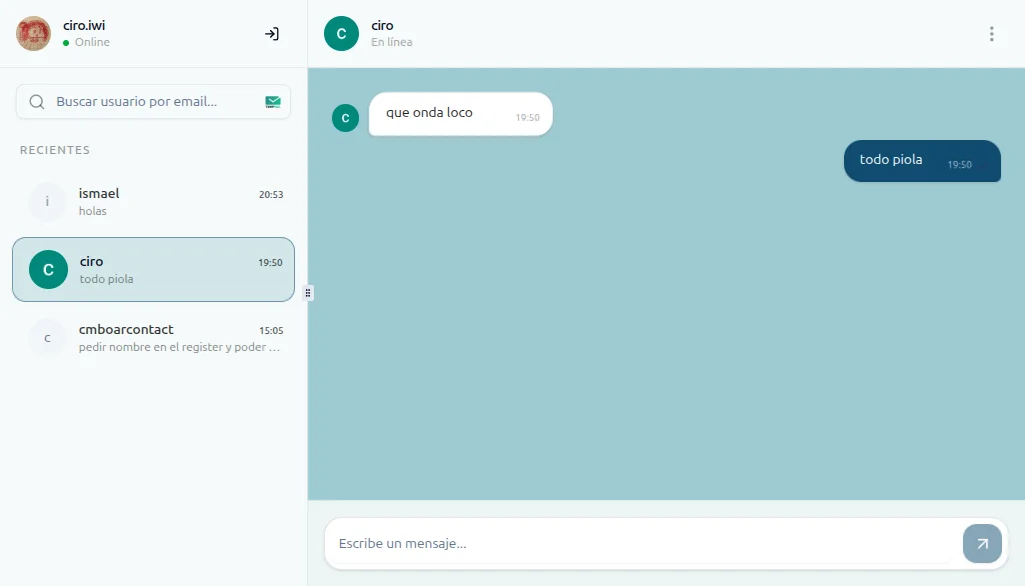 Captura de pantalla de una aplicación de mensajería instantánea.