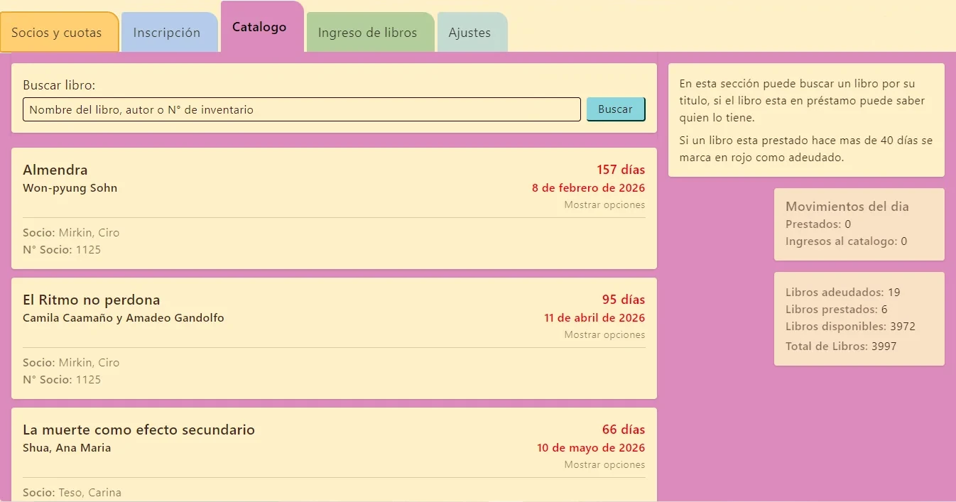 Biblio - Catalogo de prestamos